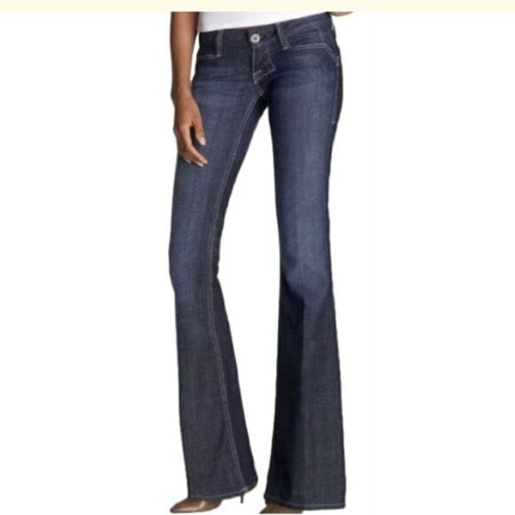 Dark Blue Low Rise Flare Jeans 27 X 34 - Picture 1 of 8
